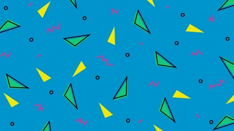 Abstract blue pattern background with triangles, circles, lines and zigzags. Stock Footage 120507588