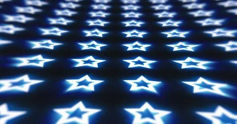 Abstract blue pattern of glowing geometric stars futuristic hi-tech black b.. Illustrazione stock