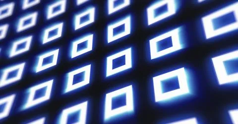 Abstract blue pattern of glowing geometric squares loop futuristic hi-tech bl Illustrazione stock