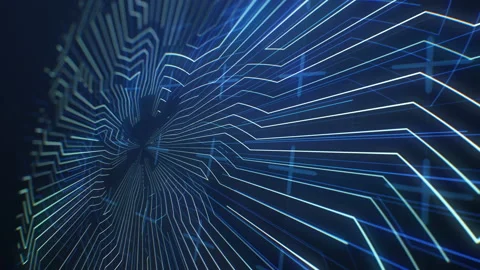 Abstract Blue Pattern Growing Fast on Digital Screen Seamless with DOF Blur Stock Footage 101746230