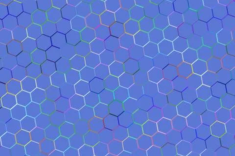 Abstract blue pattern with hexagons and colorful lines Stock-Illustration