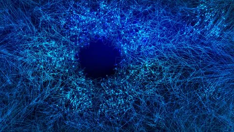 Abstract blue patterns create a mesmerizing illusion of depth and movement .. Stock Illustration