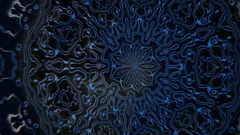 Abstract blue patterns with intricate designs in dark background Stock Footage 341401284