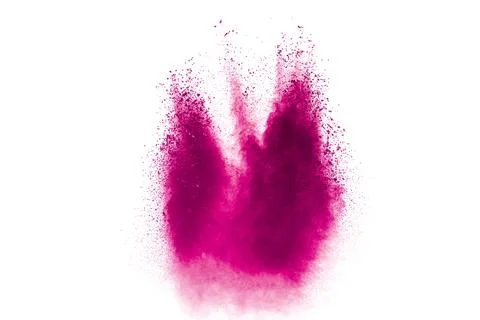 Abstract blue pink powder explosion on white background. Stock Illustration
