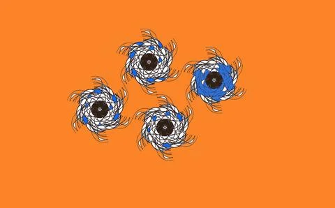 Abstract Blue Pinwheel Swirl Motif Pattern Stock Illustration
