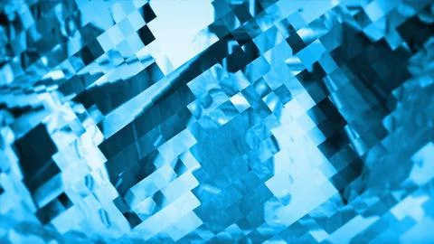 Abstract blue pixelated geometric background with digital mosaic texture イラスト素材