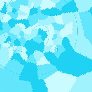 Abstract Blue Pixelated Geometric Background with Spiral Pattern, Digital Illustrazione stock