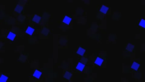 Abstract blue pixelated squares drift across a deep Stock Illustration