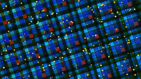Abstract blue plaid pattern with red and yellow dots Stock Footage 331361687