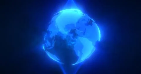 Abstract blue planet earth spinning with futuristic high-tech particles bri.. 스톡 일러스트