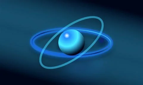 Abstract blue planet with glowing ring design illustration on transparent. Stock Illustration