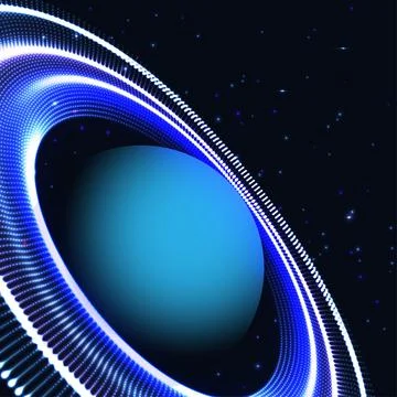Abstract Blue Planet With Rings Design. Vector illustration of a deep space. Stock Illustration
