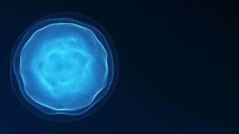 Abstract blue plasma sphere with a luminous inner core and soft particle la.. Stock Illustration