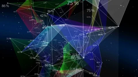 Abstract blue plexus geometrical background with moving lines, numbers and dots. Stock Footage 75983095