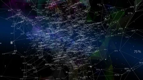 Abstract blue plexus geometrical background with moving lines, numbers and dots. Stock Footage 75983138