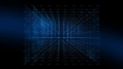 Abstract blue plexus geometrical background with moving lines, numbers and dots. Stock Footage 75983140