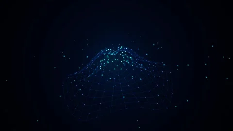 Abstract blue plexus grid pulsating in dark digital space representing tech.. Vídeo Stock 344996413