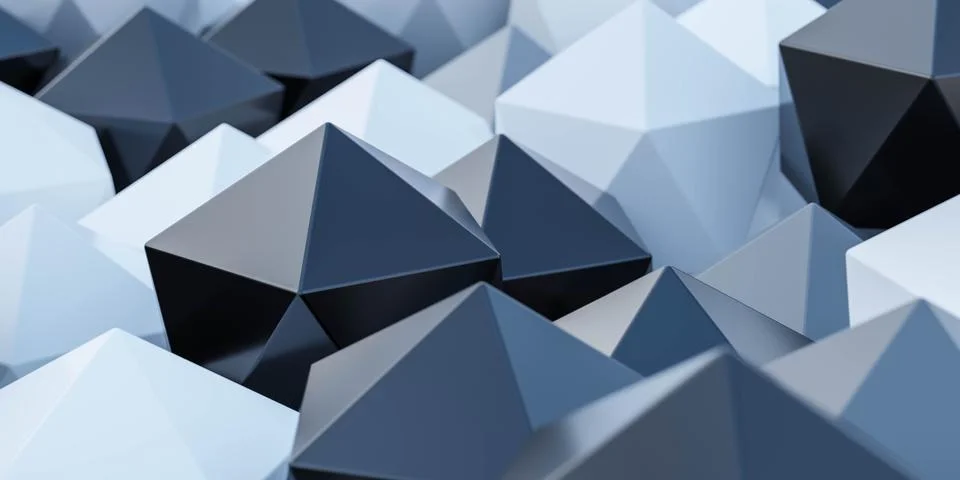 Abstract blue polygon geometric shape pattern 3d render illustration Stock Illustration