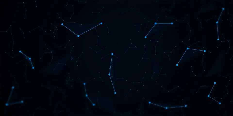 Abstract Blue Polygon Style Technology background with connecting dots Illustrazione stock