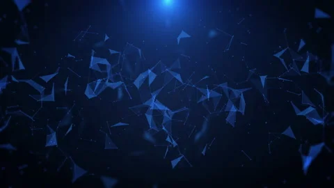 Abstract Blue Polygonal with Dots Lines Structure Cyber Space 4K Loop Motion Stock Footage 181368917