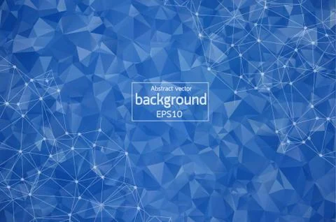Abstract Blue Polygonal Space Background with Connecting Dots and Lines. Geom Stock Illustration