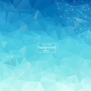 Abstract Blue Polygonal Space Background with Connecting Dots and Lines. Geom Stock Illustration
