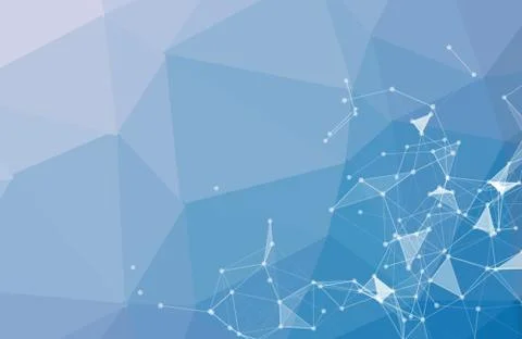 Abstract Blue Polygonal Space Background with Connecting Dots and Lines. Geom Stock Illustration
