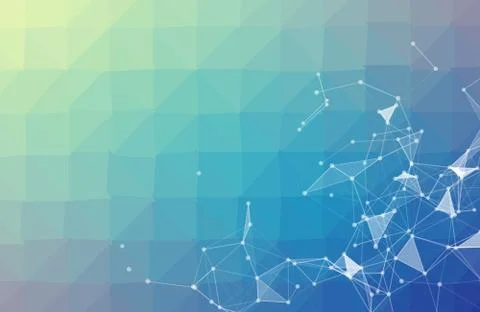 Abstract Blue Polygonal Space Background with Connecting Dots and Lines. Geom Stock Illustration