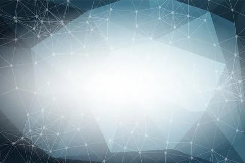 Abstract Blue Polygonal Space Background with Connecting Dots and Lines.  Con Stock Illustration
