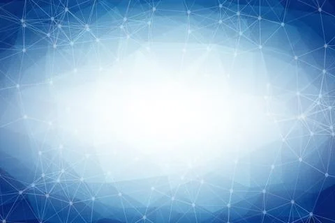 Abstract Blue Polygonal Space Background with Connecting Dots and Lines.  Con Stock Illustration