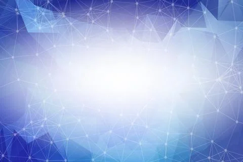 Abstract Blue Polygonal Space Background with Connecting Dots and Lines.  Con Illustrazione stock