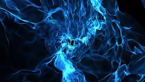 Abstract blue polygonal space object on dark background. Source of energy. 3d Illustrazione stock