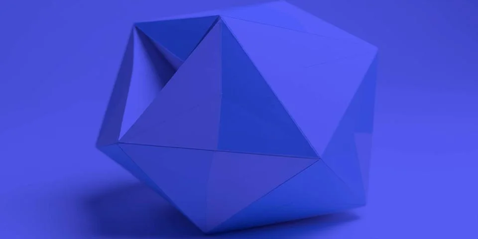 Abstract blue polyhedron with complex geometry design Stock Illustration