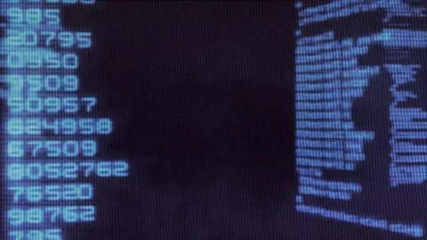 Abstract Blue Programming Code Data Stream with Digital Scanline Effect Stock Footage 342509297