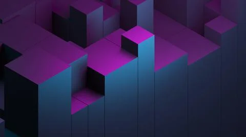 Abstract blue purple digital data background 3d render polygon. Abstract techno Stock Illustration