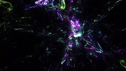 Abstract Blue Purple Glowing Light Waves on Dark Background Stock Footage 345949494