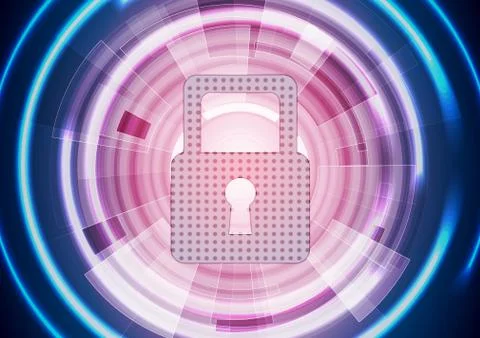 Abstract blue purple glowing tech security background Stock Illustration