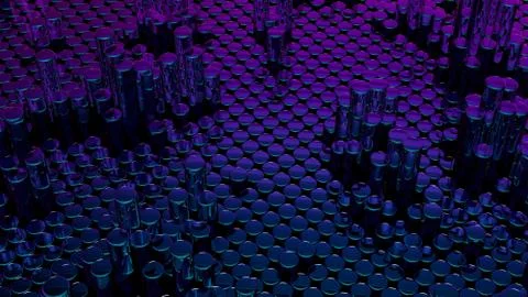 Abstract blue purple gradient background with cylinders. Round tiles. Geometr Illustrazione stock