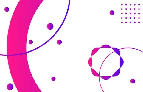 Abstract blue purple lines circle, gradient shapes and dots on white backgrou Stock Illustration