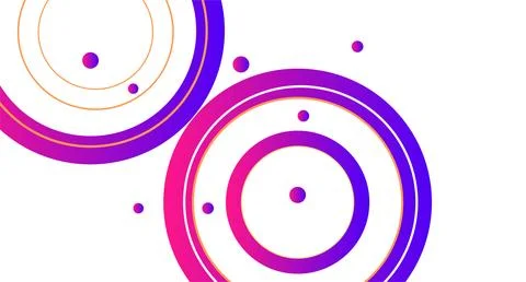 Abstract blue purple lines circle, gradient shapes and dots on white backgrou Ilustração Stock