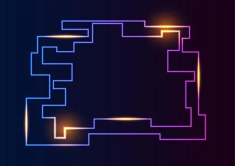 Abstract blue purple neon tech frame abstract background Stock Illustration
