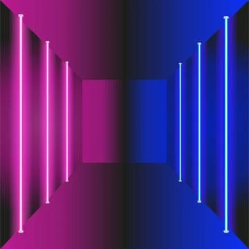 Abstract blue purple perspective vector background with neon stripes Stock Illustration