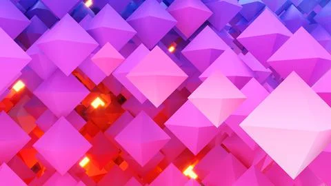 Abstract blue purple prism triangular structure with neon light, geometric ba Ilustração Stock