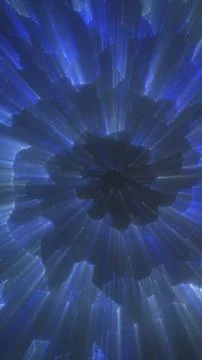Abstract blue radial light structure with glowing shards converging into a .. Stockillustratie