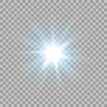Abstract Blue Rays Shine. Isolated on Transparent Background, Vector Illust.. Illustrazione stock