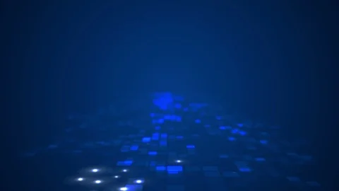 Abstract blue rectangle grid flowing perspective motion graphic background Stock Footage 96016835