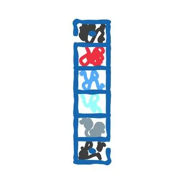 Abstract blue rectangles forming a tower with scribbles Illustrazione stock