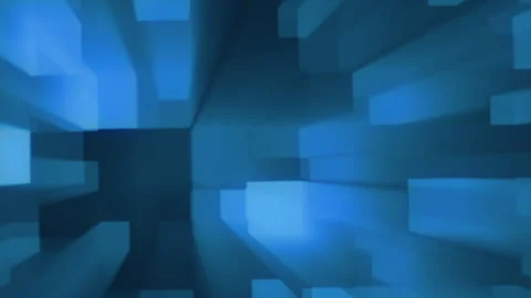 Abstract Blue Rectangular Blocks Moving in a Digital Data Stream Background.. Stock Footage 313517407