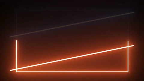 Abstract blue, red moving neon lights with strobe, glitch effect, rectangular Stock Footage 134683601