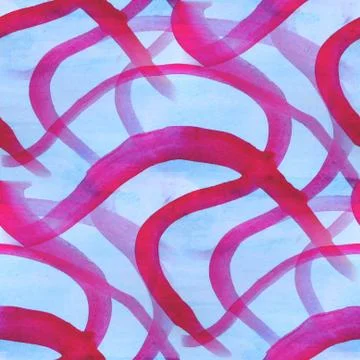Abstract blue, red seamless painted watercolor background on pap Stock Illustration
